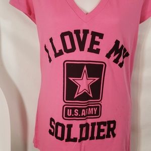 RARE Vs Pink I Love My Soldier Top Size L